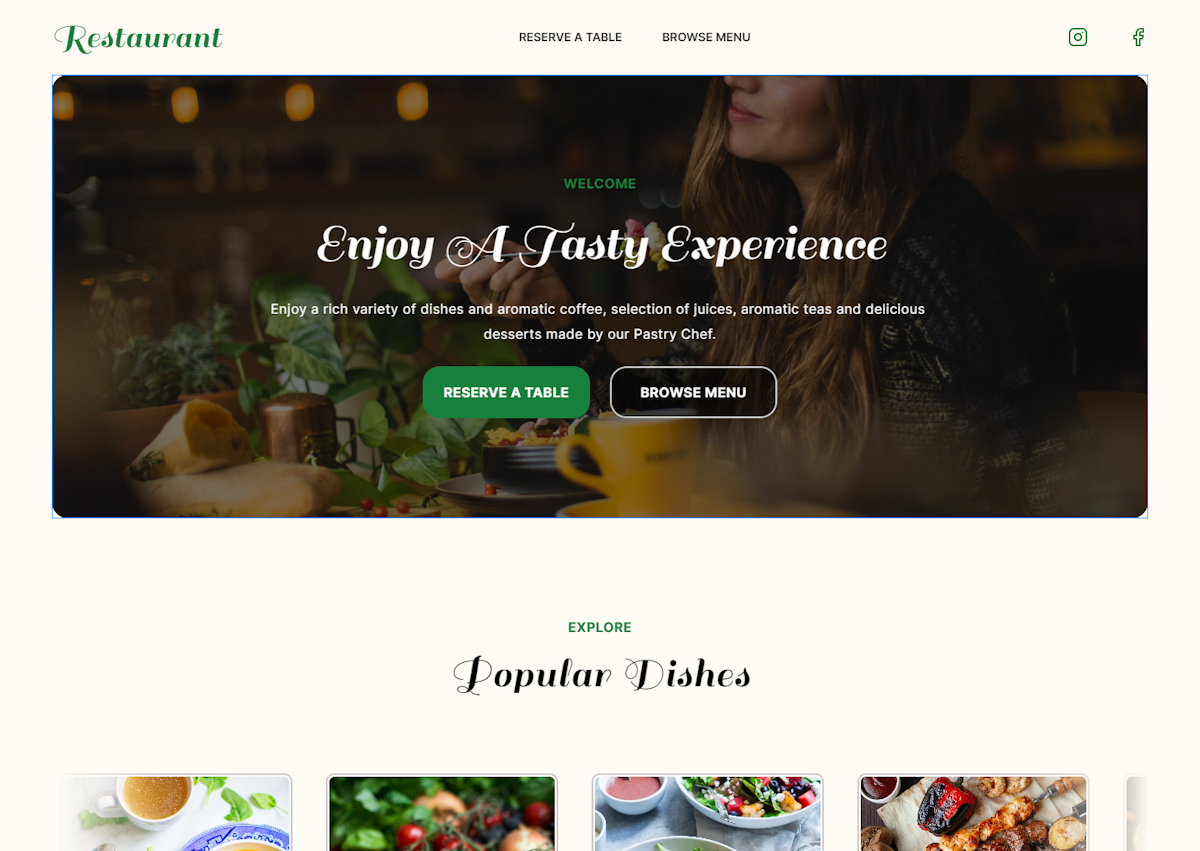Restaurant Landing Page with Menu